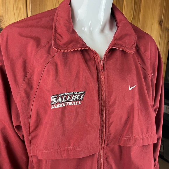 VTG Nike Full Zip Windbreaker Jacket Southern Illinois Saluskis Red XLT Tall - Picture 3 of 11